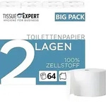 Tissue Expert Toilettenpapier, 2-lagig, 64 Rollen x 250 Blatt, 100% Zellstoff,