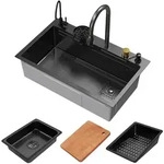 ML-Design Sp&uuml;lbecken Edelstahl 75 &times; 46 cm Anthrazit &ndash; Rechteckige...