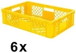 6x Eurobeh&auml;lter durchbrochen/Stapelkorb, PE-HD gelb, Industriequalit&auml;t,