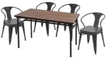 Mendler Esszimmer-Set HWC-H10, 4x Esszimmerstuhl Esszimmertisch, Ulme Holz MVG