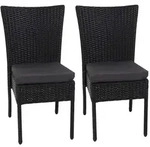 Mendler 2er-Set Poly-Rattan Stuhl HWC-G19, Balkonstuhl Gartenstuhl, stapelbar ~