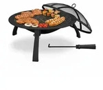 Relaxdays Feuerschale, &Oslash; Schale 51 cm, klappbare Beine, Grillrost, Funkenschutz,