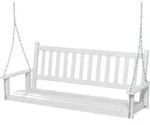 COSTWAY H&auml;ngebank aus Massivholz, 3-Sitzer-Gartenschaukel, Tragkraft 360 kg