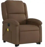 vidaXL Elektrischer Massagesessel mit Aufstehhilfe Braun Stoff
