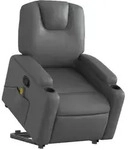 vidaXL Massagesessel mit Aufstehhilfe Grau Kunstleder