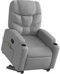 vidaXL Massagesessel mit Aufstehhilfe Hellgrau Stoff