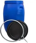 plasteo&reg; 120 Liter Weithalsfass mit Deckel und Spannring, Lebensmittelecht,
