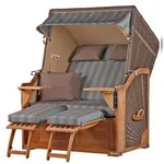 Mr. Deko Strandkorb Komplettset - bene living - Schaalsee Teak - PE grau -...