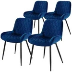 ML-Design Esszimmerst&uuml;hle 4er Set, Dunkelblau, mit Arm- & R&uuml;ckenlehne, Samt
