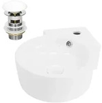 LuxeBath ML-Design Eckwaschbecken Keramik Wei&szlig; 45x36x13 cm rund, mit...