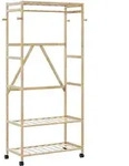 vidaXL Kleiderst&auml;nder mit Ablagen und Rollen 90x40x179,5 cm Bambus
