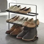 Yamazaki Schuhregal mit 3 Ablagen schwarz tragbar platzsparend schmal Metall