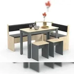 VCM Essgruppe Esal Anthrazit / Honig-Eiche H. 80 x B. 153 x T. 153 cm