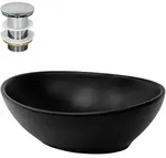 LuxeBath ML-Design Aufsatzwaschbecken Keramik Schwarz matt 41&times;33,5&times;14,5 cm,...