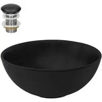 LuxeBath ML-Design Aufsatzwaschbecken Keramik Schwarz matt &Oslash;32&times;13,5 cm, rund,...