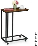 Relaxdays Beistelltisch C-Form, HBT 79x60x30 cm, Rollen, Sesseltisch zum