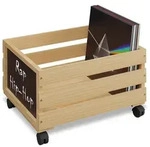 Relaxdays Schallplatten Kiste, Bambus, mit Rollen, 50-80 Vinyls, HBT: 27 x 43 x 34