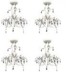 vidaXL Kristall-Deckenleuchte Kronleuchter 4 Stk. Elegantes Wei&szlig;