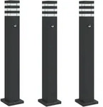 vidaXL Wegeleuchten mit Bewegungsmelder 3 Stk. Schwarz 80 cm Aluminium