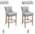CLP 2er Set Barhocker Lakewood Stoff hellgrau/antik-hell