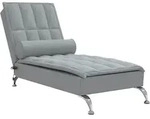 vidaXL Massage-Chaiselongue mit Nackenrolle Hellgrau Stoff