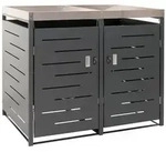 Mendler 2er-M&uuml;lltonnenverkleidung HWC-H40, M&uuml;lltonnenbox, Pflanzkasten