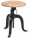 Drehhocker FineBuy Hocker Metall / Holz Massiv 39x62,5x39 cm Dekohocker Rund