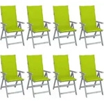 vidaXL Verstellbare Gartenst&uuml;hle mit Auflagen 8 Stk. Grau Akazienholz