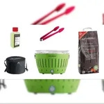 LotusGrill Starter-Set Classic 1x Grill Limettengr&uuml;n USB-Anschlu&szlig;, 1x