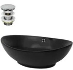 LuxeBath Keramik Waschbecken mit Ablaufgarnitur Waschtisch Aufsatzwaschtisch...
