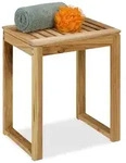 Relaxdays Hocker Holz, HxBxT: 46 x 40 x 30 cm, bis 80 kg, Sitzhocker Bad,