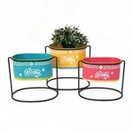 DanDiBo Blumenhocker mit Topf Metall Stehend Mehrfarbig Oval 96526 3er Set