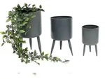 DanDiBo Blumentopf mit F&uuml;&szlig;en Pflanztopf Blumenk&uuml;bel mit Beinen Metall Grau...