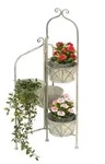 DanDiBo Blumentreppe Innen Metall Wei&szlig; Grau 100 cm Blumenst&auml;nder mit 4 T&ouml;pfe...