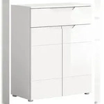 Ebuy24 Solero Schuhschrank 2 T&uuml;ren, 1 Schublade wei&szlig; hochglanz, wei&szlig;.