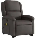 vidaXL Massagesessel mit Aufstehhilfe Elektrisch Dunkelbraun Echtleder
