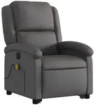 vidaXL Massagesessel mit Aufstehhilfe Elektrisch Grau Echtleder