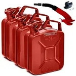 BW&reg; Kraftstoffkanister Metall Benzinkanister 3x 5 Liter mit Ausgie&szlig;er - Rot -...