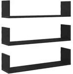 vidaXL Wandregale 3 Stk. Schwarz Eichen-Optik 80x18x18cm Holzwerkstoff