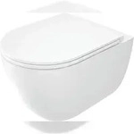 Wand WC Wei&szlig; D-Form Tiefsp&uuml;ler sp&uuml;lrandlos mit Softclose Sitz
