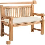 DELUKE Gartenbank Teakbank DABEL - Holz Creme 120x61x93 cm | Holzbank 120 Cm Mit