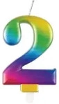 Regenbogen Kerze Zahl 2