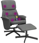 vidaXL Massagesessel mit Fu&szlig;hocker Dunkelgrau Stoff