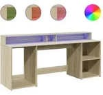 vidaXL LED-Schreibtisch Sonoma-Eiche 200x55x91 cm Holzwerkstoff