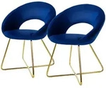 ML-Design &ndash; Esszimmerst&uuml;hle 2er Set &ndash; Blau Samt | runde R&uuml;ckenlehne,