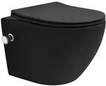 LuxeBath Wand-WC sp&uuml;lrandlos 49 cm kurz Schwarz matt &ndash; Tiefsp&uuml;ler Keramik,...