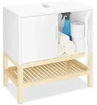 Relaxdays Waschbeckenunterschrank mit Ablage HBT: 60,5x60x33 cm, Bambus & MDF,