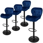 ML-Design Barhocker 4er Set Blau Samt, h&ouml;henverstellbar 59&ndash;79cm, 360&deg;...