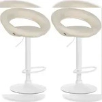 CLP 2er Set Barhocker Olinda Stoff creme/wei&szlig;