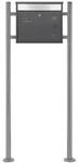 ML-Design ECD Germany Standbriefkasten Silber Edelstahl 120 cm mit Namensschild...